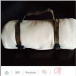 PU handle fleece travel blanket