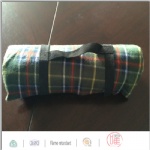 Green plaid waterproof travel blanket
