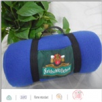 Branded handle fleece blanket